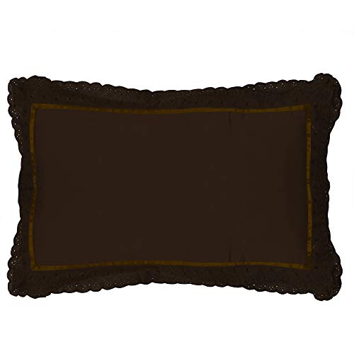 Image of VHC 100% Cotton Lace Pillow Cover /Case Set (Pack of 2) -Coffee Brown