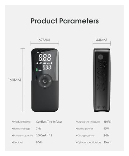 Gonfleur de pneus de voiture numérique compresseur à batterie portable - 2