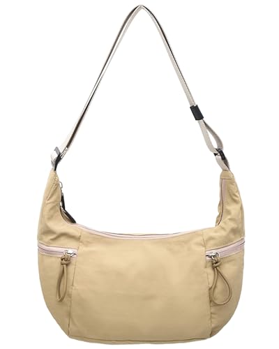 HAUMAUH Sac BandouliÈRe Femme Sac Banane | Petit Sac BandouliÈRe Croissant De Lune | Voyage Travail Campus Fitness En Plein Air (Beige)