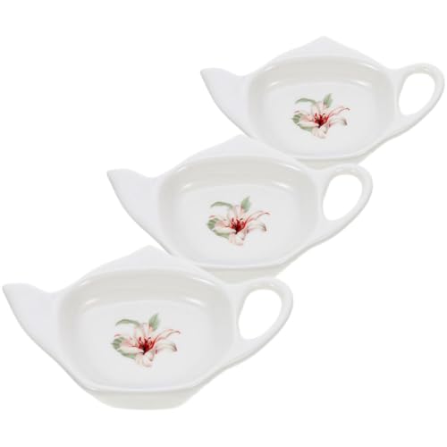 VICASKY Lot de 3 Dessous de Verre en Céramique de Théière Plateau Porte-Sachets de Thé Délicat et Polyvalent pour L’Après-Midi Thé Organisateur Compact Cuisine et Salon