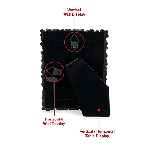 Image of Laura Ashley 2x3 Black Flower Textured Hand-Crafted Picture Frame w /Easel