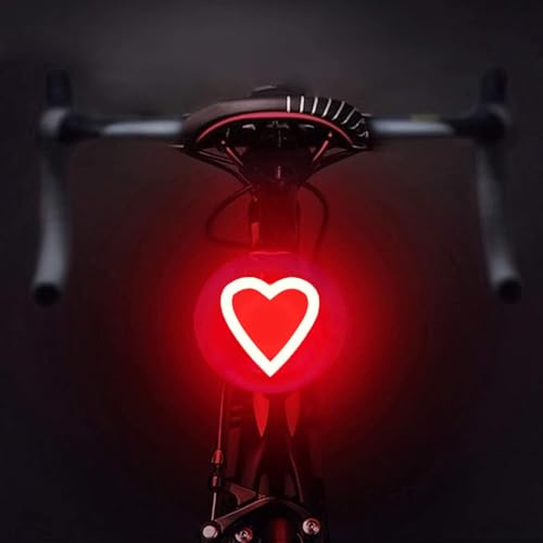 AaiLucky Rechargeable Bike Tail Light LED Bicycle Rear Light for Night Riding, Bright Girls Heart Shape Bike Taillight, Cycling Warning Light for Adults Kids Women, 5 Modes & Waterproof