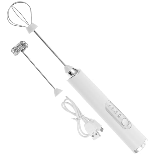 SHINEOFI Mousseur à Lait Électrique Mixeur à Café Blanc Portable Léger Batterie 1500mah pour Maison et Pique-niques en Plein Air