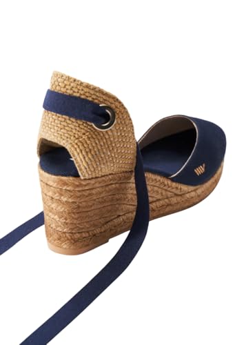 Image of Viscata Sagaro Espadrille Canvas Wedges with Ankle Laces Spain Handmade 2 inch Heel Women's Sandals with Breathable Organic Cotton Canvas and 100% Natural Jute for all Occasions: Casual, Work, Party
