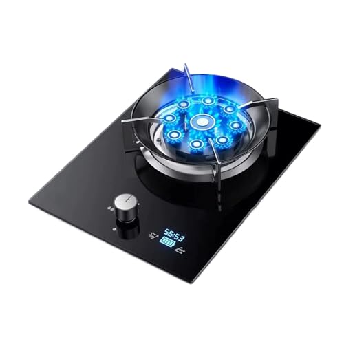 Cuisinière À Gaz Brûleur De 9,0 KW, Wok Haute Température Cavités Avec Minuterie 90 Minutes Et Verre Trempé Antidéflagrant, Dessus Table/double Usage...