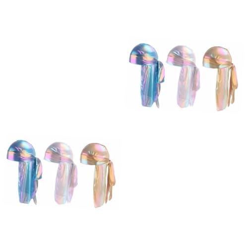 Turban femme satin tissu réfléchissant brillant rose doré 6pcs