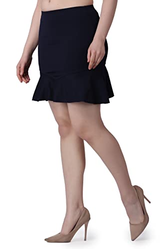 Image of POPWINGS Casual Twill Frill Knee Length Pencil Skirt for Women || Stylish Summer Skirt for Women || Knee-Length Skirt for Women || Semi-Formal Women Skirt