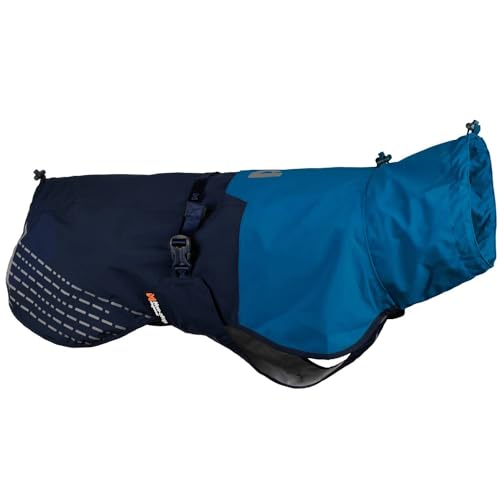 Non-stop dogwear Fjord Raincoat, wasserdichter Regenmantel für Hunde, verstellbar und atmungsaktiv mit Reflektstreifen, Leinenöffnungen und Beinschlaufen, Blau für mittlere Hunde (Blau, 50)