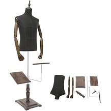 53.15-70.87in Adjustable Dress Form Mannequin Body with Arm & Pants Rack & Shoe Holder, Male Mannequin Torso with Stand Black, 53.15-70.87in