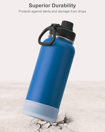 Image of koodee Insulated Water Bottle, 32 oz Stainless Steel Double Wall Vacuum Wide Mouth Sport Bottle with Leakproof Spout Lid (Navy)