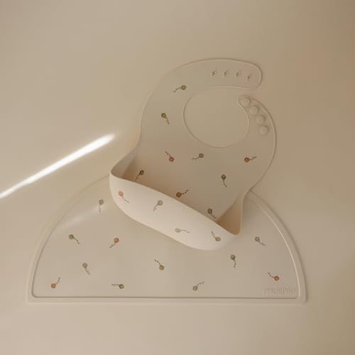 Image of mushie Silicone Baby Bib | Adjustable Fit Waterproof Bibs (Kites)