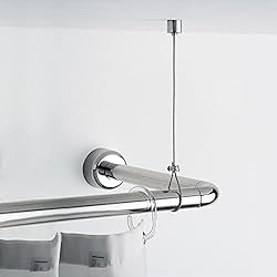 Cortina Ducha Techo Gedy Soporte de ducha cromado, medidas: 0,5 x 150 x 2 cm, altura ajustable hasta 150 cm, cable de cortina de acero, soporte de techo con acabado, diseño I+D, 2 años de garantía, único