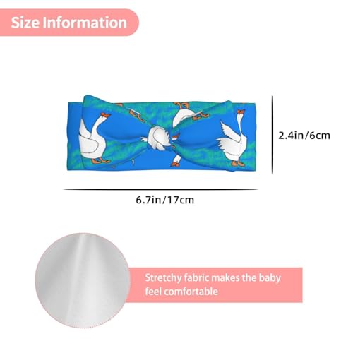 Baby Bow Headband white goose spread its wings Pattern Soft, Skin-Friendly for Newborns 0-6 Months, for Baby Girls3