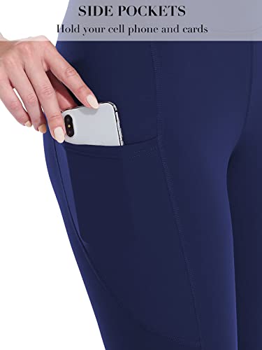 Image of Sociala High Waist Yoga Shorts with Pocket Compression Leggings Tummy Control Yoga Pants.