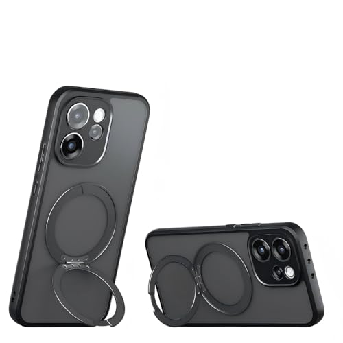 Image of Compatible with Oppo Reno 13 FS Case Cover,Compatible with Oppo Reno13 F 5G CPH2699 Built-in 360Rotating Magnetic Mount Matte Translucent Phone Protective Case Black