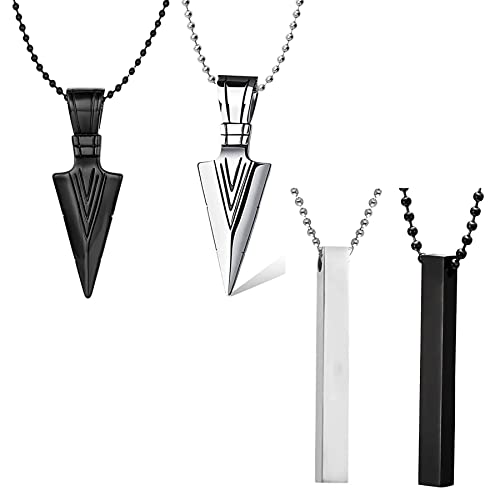 Okos Men’s Fashion Jewellery Combo Pack of 4 Stainless Steel Solid Black and Silver Plating Stylish Pendants With Chain For Boys and Men PD1000876