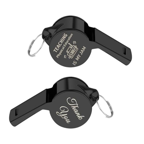 UJIMS PE Teacher Appreciation Gifts Physical Education Whistle with Lanyard for Teacher Coach Referees Teachers Day Gift (PETeacherJamBlack)