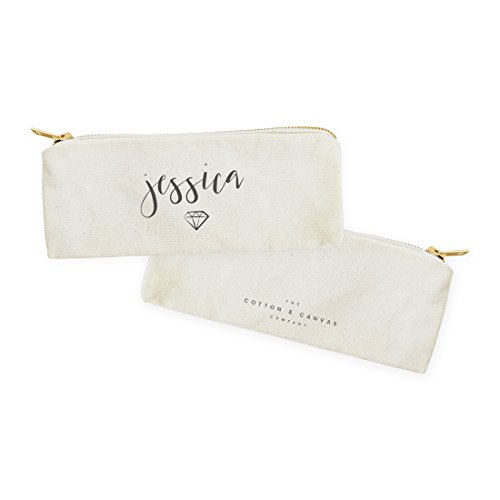 Image of The Cotton & Canvas Co. Personalized Name with Diamond Small Cosmetic Case and Travel Pouch for Office and On the Go