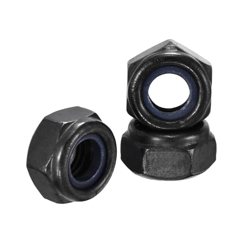 Image of Kozelo 20Pcs Nylon Locking Hex Nuts - [M10-2], Carbon Steel Hardware Nuts, Black, for Automotive, Aerospace, Industrial Applications Use