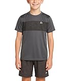 RBX Boys' Athletic Shorts Set - 2 Piece Performance Short Sleeve T-Shirt and Quick Dry Gym Shorts Set for Boys (Sizes: 8-12), Size 12, Castlerock Black