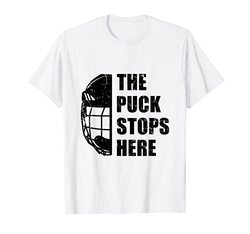 Hombre Hockey sobre hielo El disco se detiene aquí Jugador de hockey juvenil Camiseta