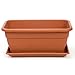 Acan Jardinera eva de plástico con Plato adán 16 litros, 40 cm, Marron. Macetero, Maceta para Plantas y Flores Rectangular de plástico con Agujeros de Drenaje