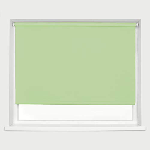 Made To Measure Lime Green Blackout Roller Blinds Thermal Blackout Material Metal Brackets & FIttings 25mm Roller Tube Easy Fit Child Safe Bedroom Office120cm Width x 160cm Length