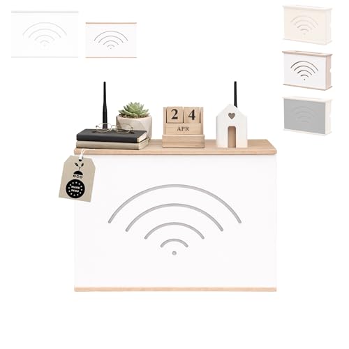 MOE UHANE Cubierta para router WiFi, tapa para router, estante para router con cubierta deslizante, organizador para zona del router, caja para módem y router, carcasa para router, montaje en pared