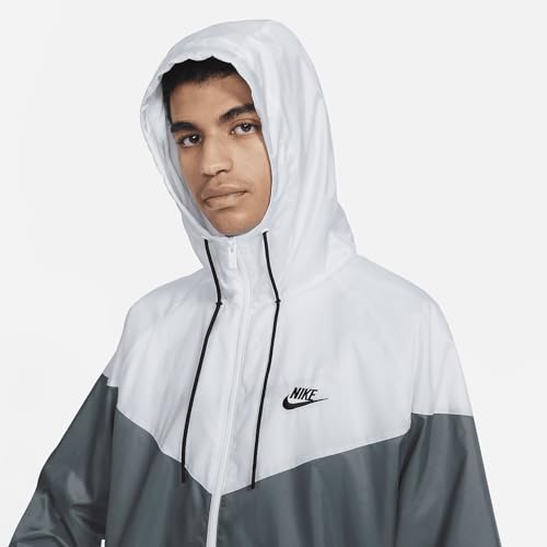 Image of Nike Sportswear Windrunner Men's Hooded Jacket (Smoke Grey /White /Smoke Grey /Black, DA0001-084) Size Large Tall