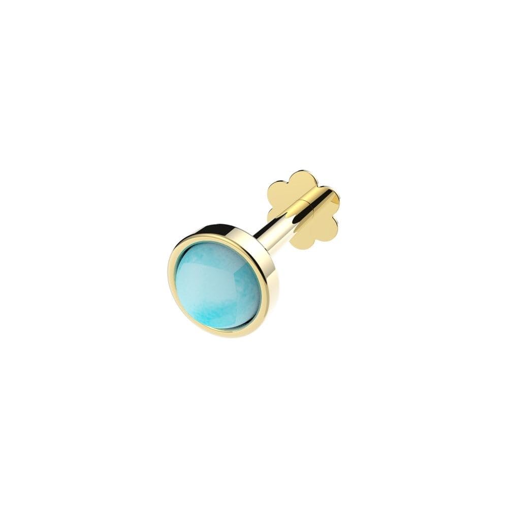 Labret de oro amarillo de 9 quilates con piedra turquesa para cartílago ES2046, Oro de 9 quilates