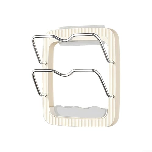 Gdfnmogo Wall Mounted Pot Lid Holder for Kitchen - Suction Cup Pan Cover Storage Organizer, Compatible with Rounded and Ear Knob Handle Lids, 25x20.5cm Beige(STICKERS)