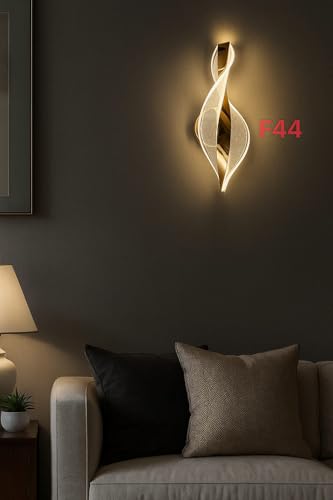 Image of FILLISKA Luxurious Acrylic Crystal Wall Lamp with Adjustable Colour Changing Function, Elegant Finish (Acrylic FrenchGold-F44)(1 Year Warranty)