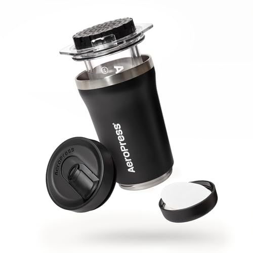 Image of AeroPress Go Plus, Small Portable Coffee Maker Kit, Travel, Camping & Office, All-in-One French Press, Pour-Over & Espresso Style Manual Brewer, 2 Min Brew for Less Bitterness, More Flavor, Black