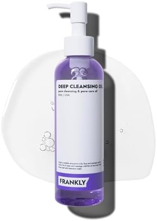 FRANKLY Pore Cleansing Oil | Oil Cleanser for Face | Deep Makeup Remover & Blackhead Cleanser with BHA, LHA, Amino Acids & Hyaluronic Acid | All Skin Types, Korean Skin Care | 6.8 fl oz