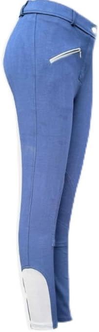 Equestrian Cotton Blend Jodhpurs with Knee Patch, Multiple Colours, Performance Horse Riding Pants, 95% Cotton 5% Elastane