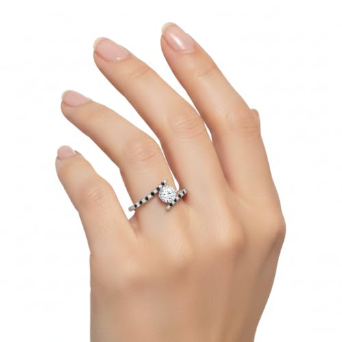 Image of Choose Your Gemstone Bypass Modern Round Diamond CZ Ring 925 Sterling Silver Round Shape Side Stone Engagement Rings Lightweight Office Wear Everyday Gift Jewelry US Size 4 to 12