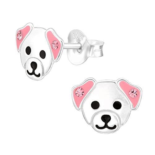 Image of 925 Sterling Silver Puppy Dog Stud Earrings for Girls