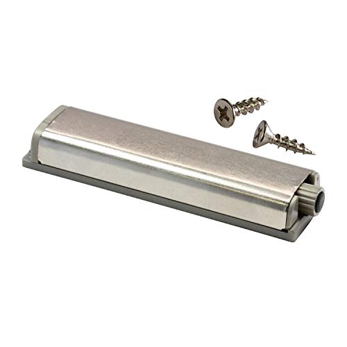 Rok Hardware Slim Brushed Nickel Drawer Cabinet Door Push Touch Latch Kitchen Home (2 Pack, Linear)