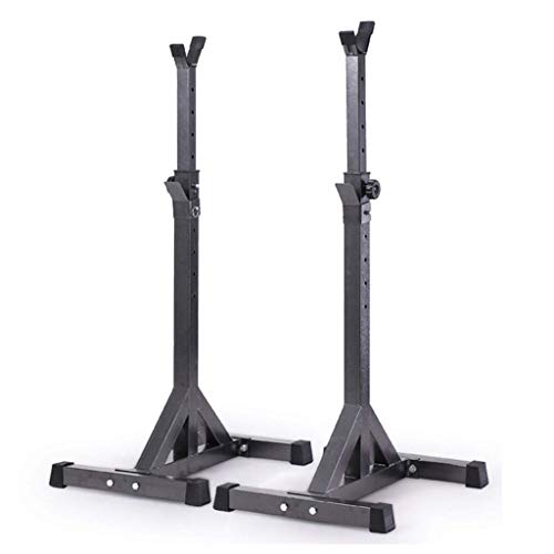 ERoomQ Adjustable Squat Rack Barbell Free Bench Press Squat Stands, Fitness Barbell Rack Weight Lifting Rack Bench Press, 10 Steps Height Adjustable (Black 146 * 46 * 61cm)