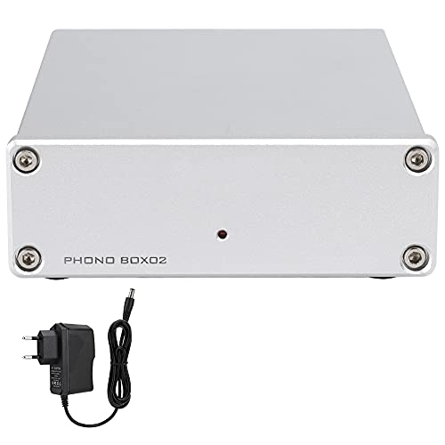 Caja de audio amplificador de audio estéreo de alta fidelidad, preamplificador de fono de aleación de aluminio, enchufe dorado para de audio de cine en casa(Enchufe de la UE)
