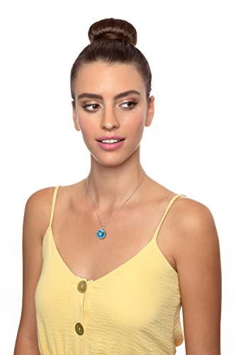 Nanostyle 925 Sterling Silver I Love You Necklace Pure Gold Inscribed In 120 Languages Including On Round Cut Blue Cubic Zirconia Gemstone Anniversary Birthday Gift Pendant For Wife, 18" Chain #TOP2