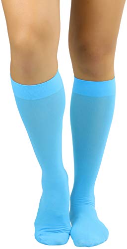Image of ToBeInStyle Women's Opaque Knee High Nylon Fashion Socks Solid & w /Front Satin Bow