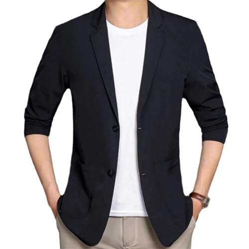Jacket,Men's Summer Ice Silk Cool Mens Casual Blazers,Stretch Slim Fit Soft Wrinkle Free Two Buttons Jackets4