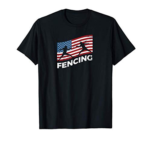 Fencing USA Flag Gift Fencing T-Shirt