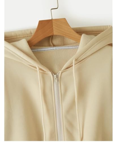 Image of Rabboni Women's Crop Fleece Hoodie Jacket | Full Sleeve Zip-Up Hooded Sweatshirt for Women & Girls | Soft Warm Casual Winter Wear Crop Hoodie