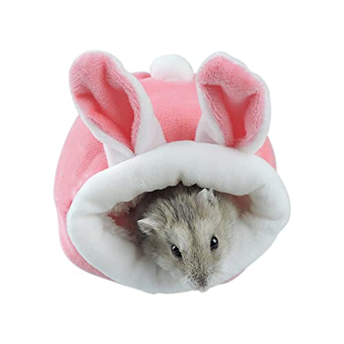 WishLotus Hamster Bed, Mini Soft and Warm Hamster House Cute Non-Slip Hamster Sleeping nest Small Animals Bedding House for Dwarf Hamsters, Mini Hedgehogs and Small Pets (Pink)