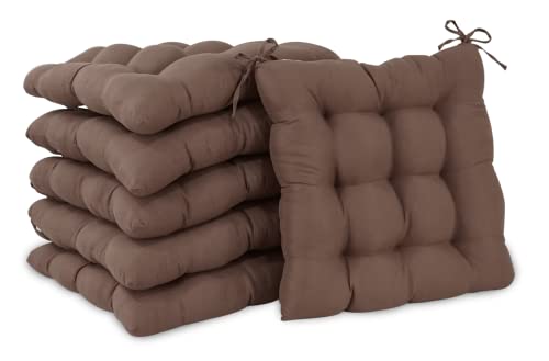 CHELY INTERMARKET - Cojines para sillas 40x40x7,5cm (Marrón) Pack de 6 Unidades, con Correas de sujeción para Asientos, 9 Pespuntes. Sirve para terraza y Patio Exteriores.(2,25)