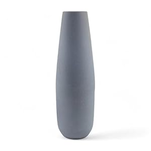 Hosley 16-Inch High Gray Metal Vase for Home Decor, Ideal Room and Bedroom Decor, Perfect for Dried Flowers, Floral Arrangements, Weddings, Office Decor, Wedding Gift