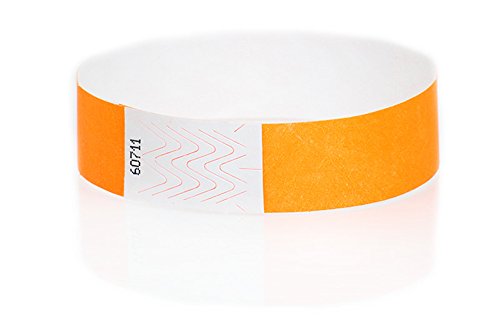 Wristband Giant 3/4" Tyvek Wristbands 100 Pack Event Identification Bands (Neon Orange)