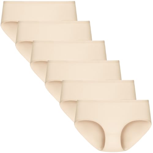 POPKOK Teen Girls Underwear Cotton Brief Panties 6 pack(10-12 Years, Nude)